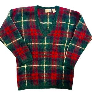 Plaid Crewneck Sweater - Red and Green
